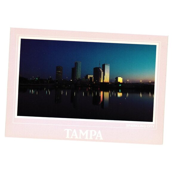 Vintage Tampa Postcard Sparkling City Skyline Hillsborough River Reflection - Picture 1 of 2